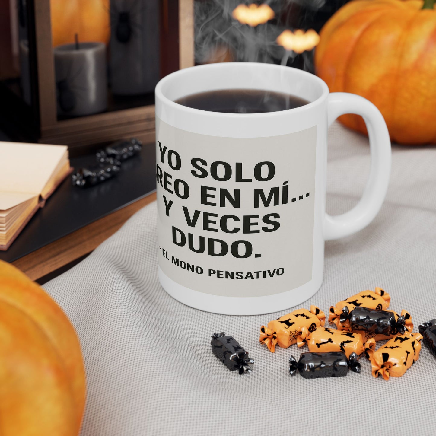 “Dudas de Mono” Taza - 11oz Taza de El Mono Pensativo