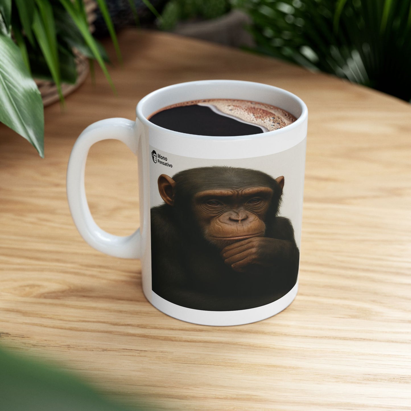“Dudas de Mono” Taza - 11oz Taza de El Mono Pensativo