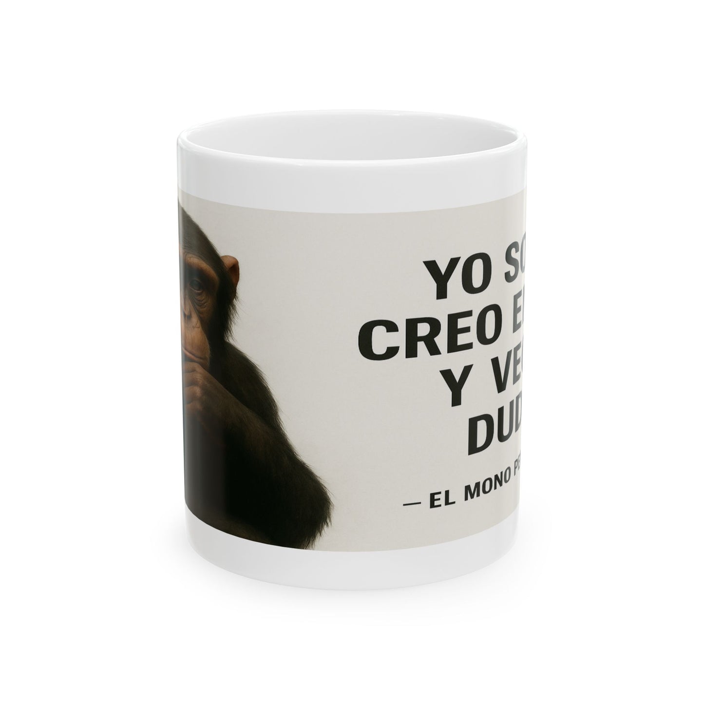 “Dudas de Mono” Taza - 11oz Taza de El Mono Pensativo