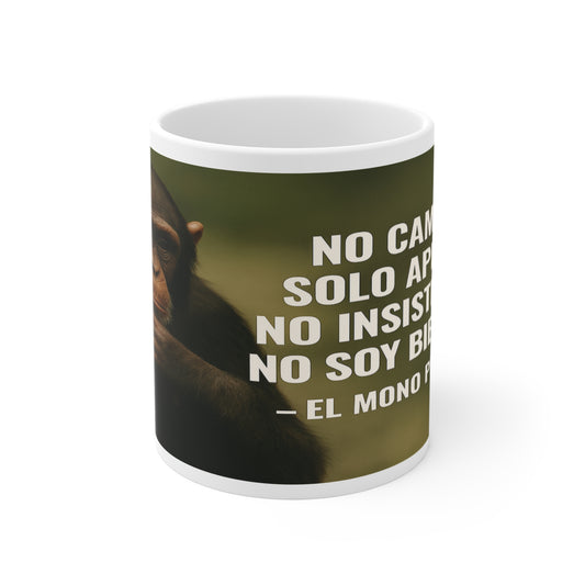 "Taza Reflexiva: El Mono que se cansó de insistir"- 11oz Taza Del Mono Pensativo