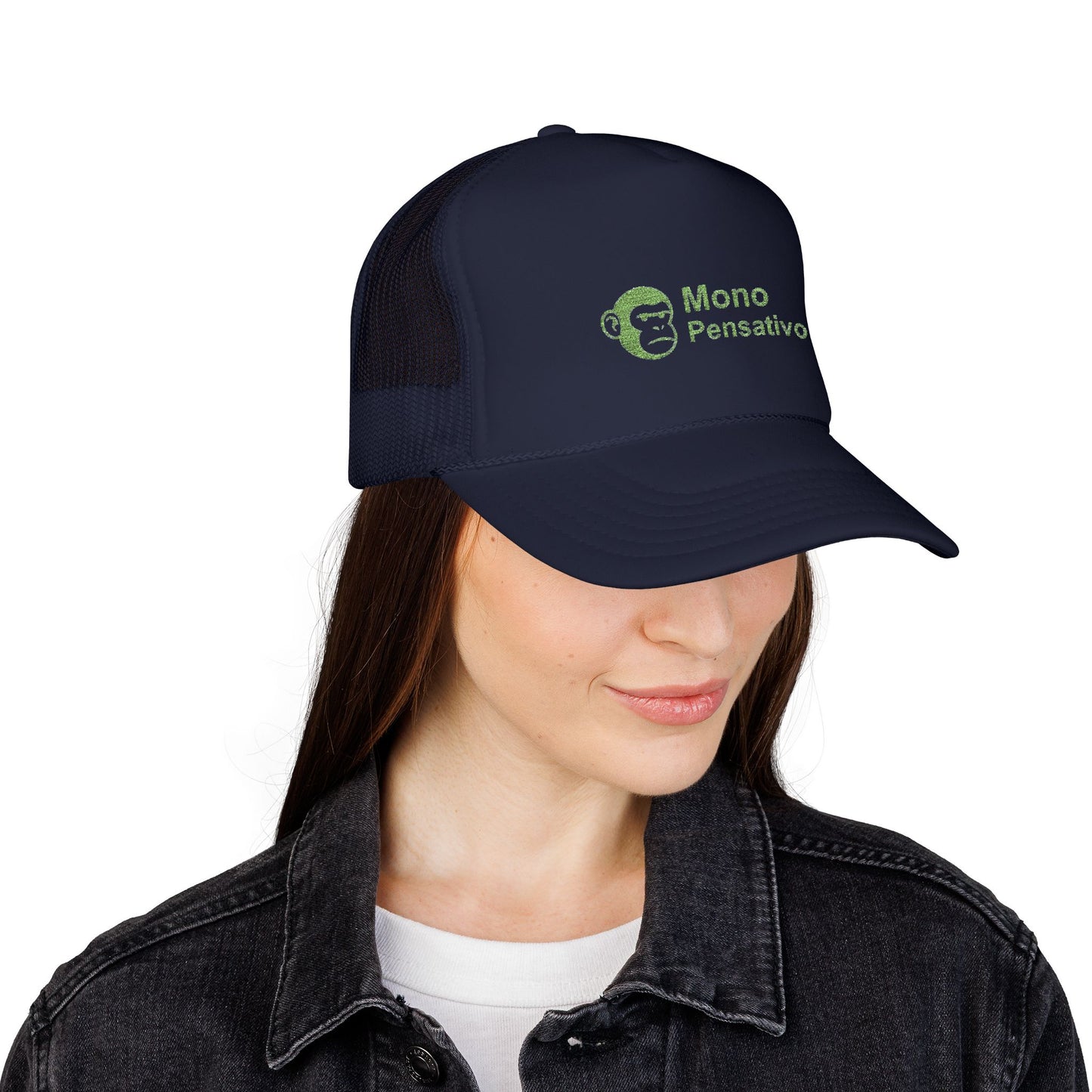 Reflexión con Ventilación Embroidered , Mono Pensativo Unique Gift for Friends, Stylish Summer Accessory, Unisex Hat