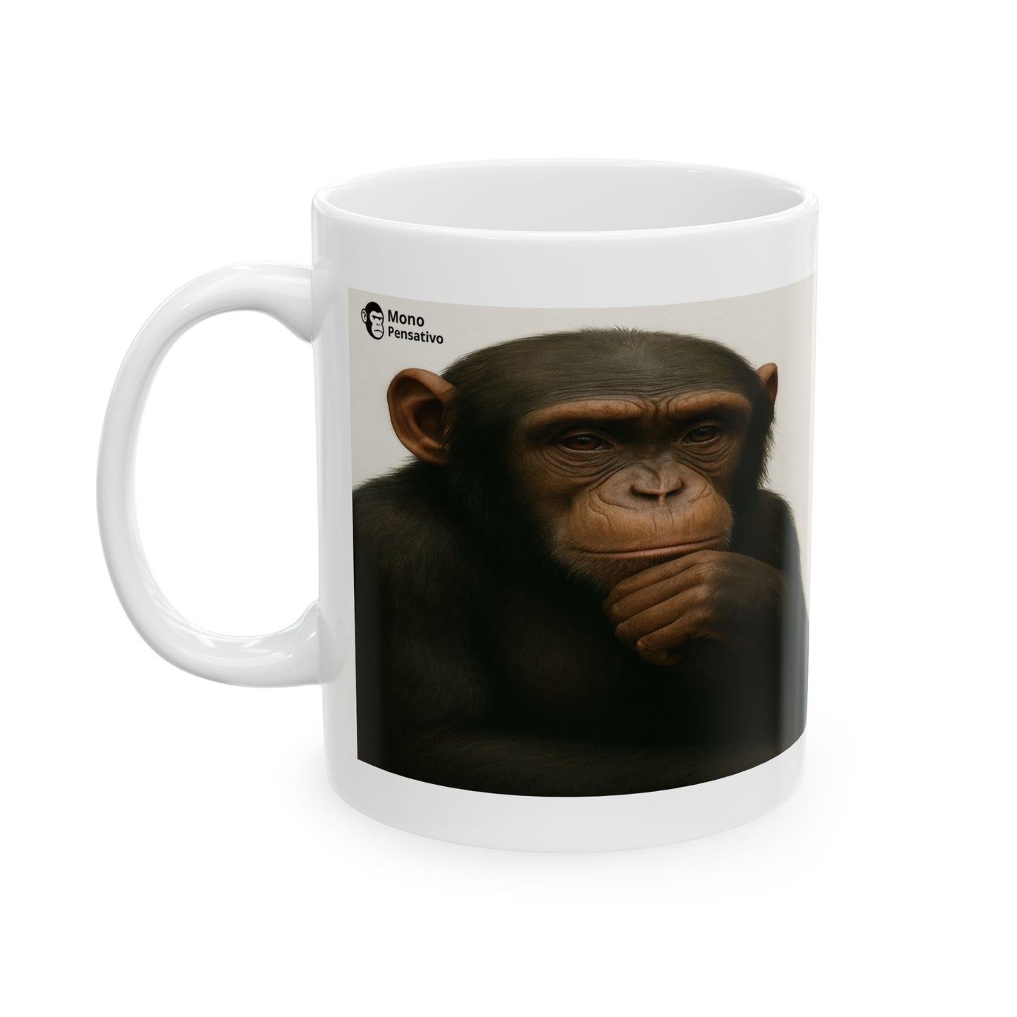 “Dudas de Mono” Taza - 11oz Taza de El Mono Pensativo