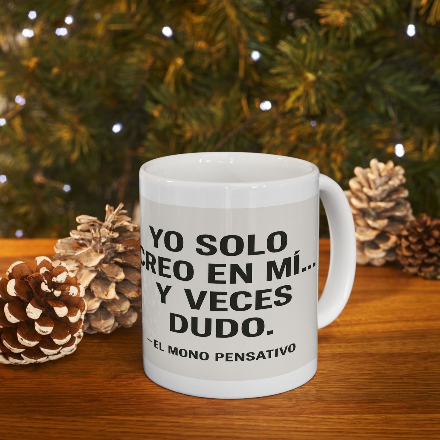 “Dudas de Mono” Taza - 11oz Taza de El Mono Pensativo