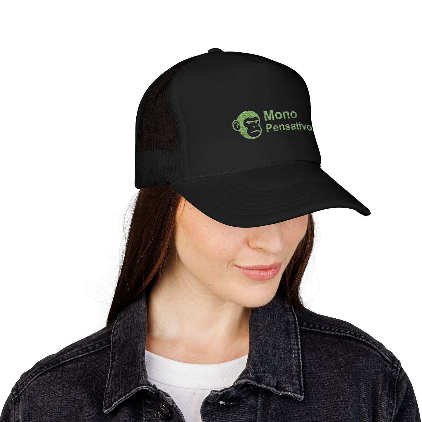 Reflexión con Ventilación Embroidered , Mono Pensativo Unique Gift for Friends, Stylish Summer Accessory, Unisex Hat